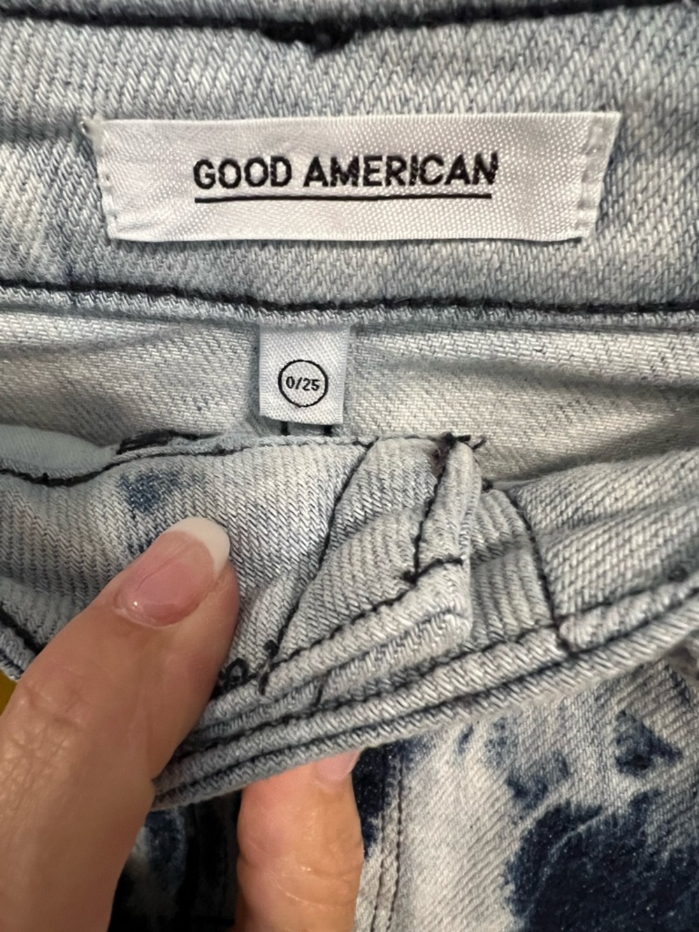 Good American Navy and White Tie-Dye Denim Skirt - Picture 3 of 4